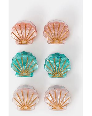 Accessorize 6-Pack Mini Shell Claw Clips - White