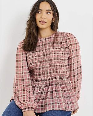 Simply Be Puff Sleeve Shirred - Pink