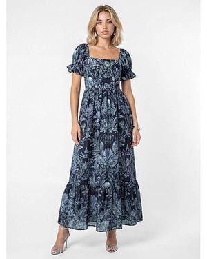 Lovedrobe Floral Print Midaxi Dress - Blue
