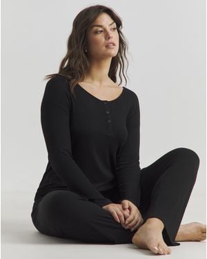Pretty Secrets Slouchy Ribbed Lounge Set - Black