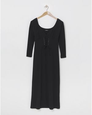 Simply Be Corset Detail Rib Midi Dress - Black
