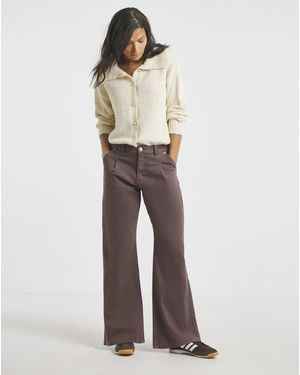 Simply Be Sbe Milk Pleat Wide Jeans - Brown
