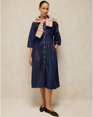 White Stuff Luna Denim Pleat Dress - Blue