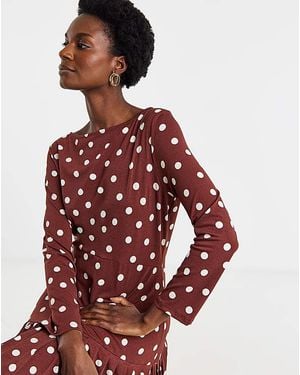 JD Williams Spot Print Textured Jersey Pleated Dress