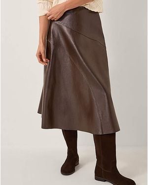 Monsoon Marnie Faux Leather Midi Skirt - Brown