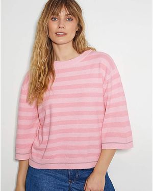 Monsoon Sammi Stripe Crop Sleeve Jumper - Pink