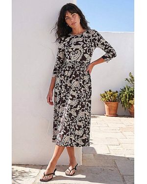 Roman Roman Leaf Print Pocket Dress - Natural