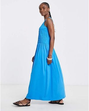 Simply Be Shirred Jersey Midi Dress - Blue