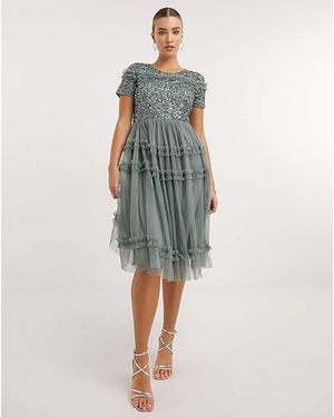 Maya Curve Maya Deluxe Sequin Ruffle Mini Dress - Blue