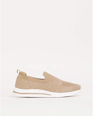 Cushion Walk Slip On Trainers E Fit - Natural