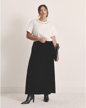 Simply Be Velour Midaxi Skirt - Black