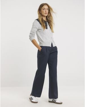 Simply Be Wide Leg Chino Trousers - Blue