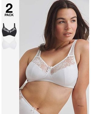 Pretty Secrets 2 Pack Lace Non Wired Full Cup Bras - White