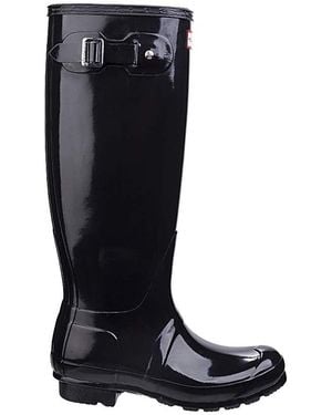 HUNTER Original Tall Gloss Wellingtons - Black