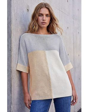 Roman Roman Colour Block Short Sleeve Jumper - Grey