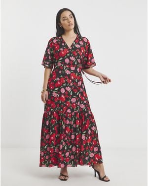 Simply Be Wrap Midaxi Dress - Red