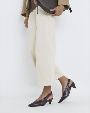 Heavenly Soles Slingback Pointed Toe Heels Ex Wide - White