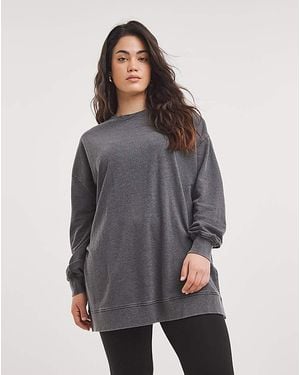 Simply Be Acid Wash Side Split Sweatshirt Tunic - Grey