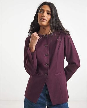 Simply Be Collarless Blazer - Purple