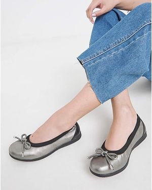 Heavenly Soles Elasticated Ballerina With Bow Wide - Blue