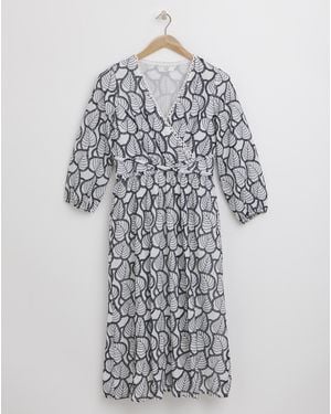 Joanna Hope Broderie Leaf Midi Dress - Grey