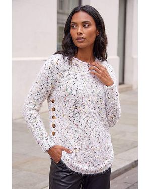 Roman Roman Nep Curved Hem Jumper - White