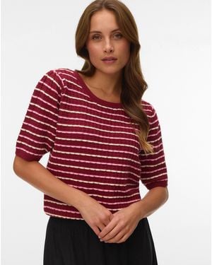 Vero Moda Monica O-Neck Knit Top - Red