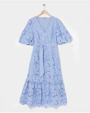 Joanna Hope Blouson Sleeve Lace Dress - Blue