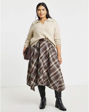 Simply Be Belted Asymmetric Skirt - Multicolour