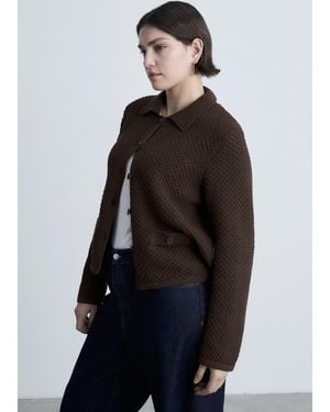 Mango Polo Neck Knitted Choco Jacket - Blue