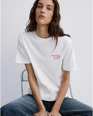Mango T-Shirt Coffee - White