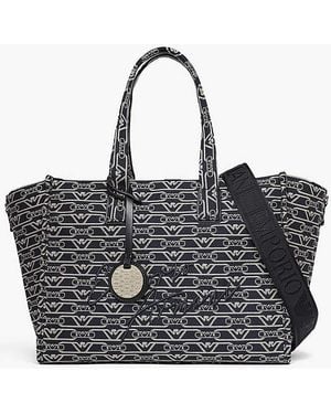 Emporio Armani Canvas Jacquard Tote Bag - Black