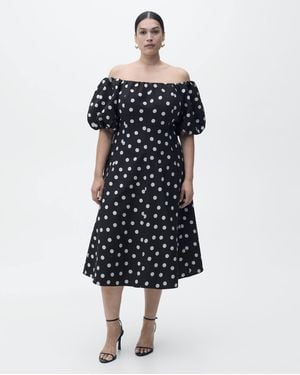 Mango Strapless Polka-Dot Dress - Blue