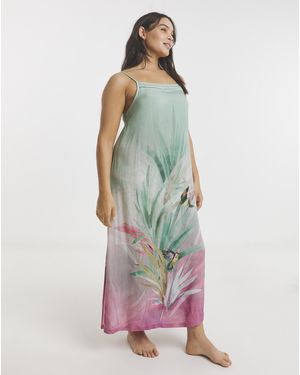 Figleaves Viscose Linen Blend Slip Nightie - Green