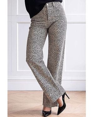 Roman Roman Leopard Print Cord Jean - Grey