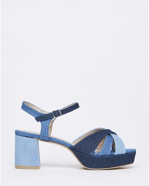 Simply Be Strap Detail Platform Sandal Ex Wide - Blue