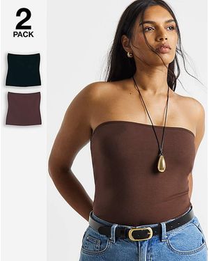 Simply Be 2 Pack Bandeau Tops - Brown