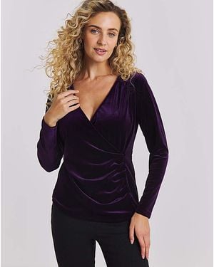 Joe Browns Glamorous Velour Wrap Top - Blue