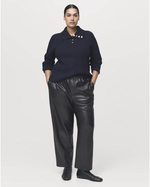 Mango Faux Leather Trousers - Blue