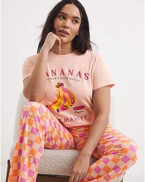 Simply Be Banana Pj Set - Pink