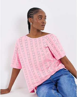 Simply Be Off Shoulder Broderie - Pink