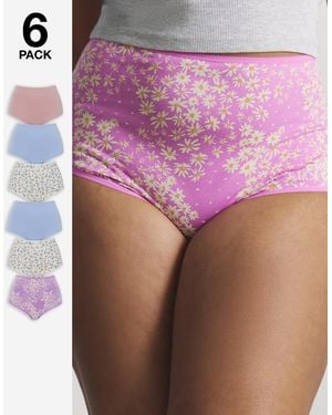 Pretty Secrets 6 Pack Full Brief Knickers - Pink