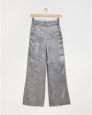 Joanna Hope Hammered Foil Wide Trouser - Grey