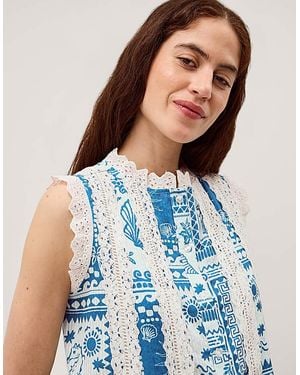 Monsoon Soleil Print Lace Tank Top - Blue