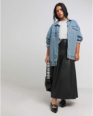 Simply Be Pu Pleated Midaxi Skirt - Blue