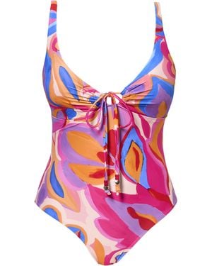 Simply Be High Apex Swimsuit - Red