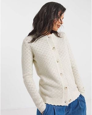 Simply Be Sequin Scalloped Cardigan - White