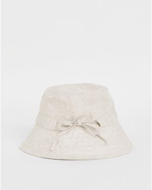 Simply Be Linen Bow Detail Bucket Hat - Natural