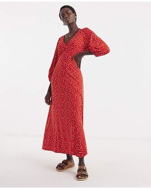 JD Williams Puff Sleeve Soft Touch Jersey Dress - Red