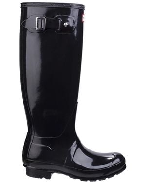 HUNTER Original Tall Gloss Wellingtons - Black